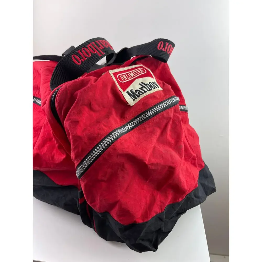 Vintage MARLBORO Red Black Duffle Bag Strap +Removable Backpack Memorabilia RARE